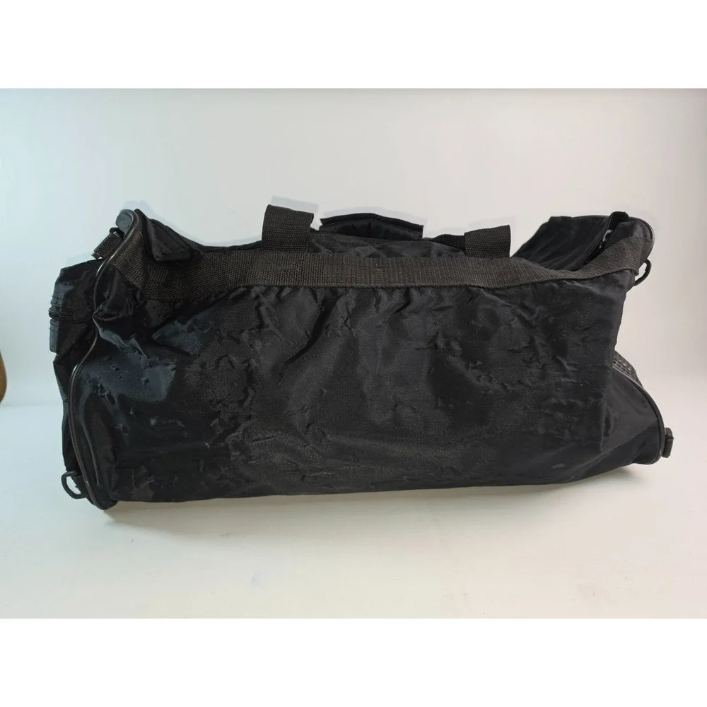 VTG Harley-Davidson Black Duffel Bag Embroidered Logo Motorcycle Travel‎ Pockets